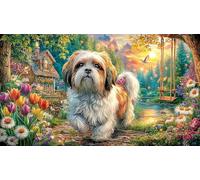 Cavalier-King-Charles-Spaniel-in-Wicker-Chair 1000 pièces Puzzle Papier recyclé Défi de Jeu éducatif Cadeau Amusant & Activité Maison pour Adultes et Enfants 70x50/1000 pièces
