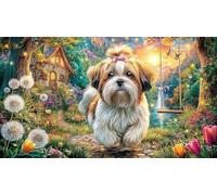 Cavalier-King-Charles-Spaniel-in-Wicker-Chair Puzzle 1000 pièces Défi de Jeu éducatif Papier recyclé Extremement Difficile pour Adultes et Enfants de 12+ Ans 38x26/1000 pièces