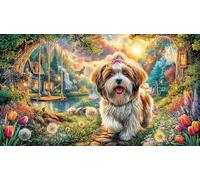 Cavalier-King-Charles-Spaniel-in-Wicker-Chair Puzzle 1000 pièces Papier recyclé Extremement Difficile Idée Cadeau Parfaite pour Adultes Défi de Jeu éducatif 70x50/1000 pièces