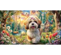 Cavalier-King-Charles-Spaniel-in-Wicker-Chair Puzzle pour Adultes 1000 pièces Papier recyclé Jeu Familial Amusant & Stimulant Jeu éducatif détente Beau Puzzle de décoration 38x52/1000 pièces