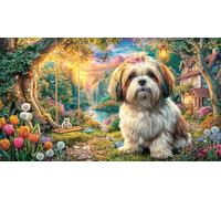 Cavalier-King-Charles-Spaniel-in-Wicker-Chair Puzzle pour Adultes 1000 pièces Papier recyclé Jeu Familial Amusant & Stimulant Jeu éducatif détente Beau Puzzle de décoration 38x26/1000 pièces