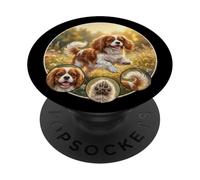Cavalier King-Charles Spaniel Mignon et drôle en Bois Naturel PopSockets PopGrip Adhésif