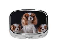 Cavalier King Charles Spaniel Mother with Cubs, Meta Pilulier à 2 compartiments Organiseur portable