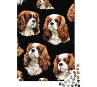 Cavalier King Charles Spaniel Pattern Plaque Murale en Métal 70x50cm/1000pcs pour Le Salon Ou L’entrée, Décoration Murale pour Le Salon, L’entrée Et Le Couloir