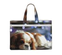 Cavalier King Charles Spaniel Petit Épagneul,Sac à documents en toile avec fermeture éclair, sac fourre-tout, porte-documents pour l'école et le bureau