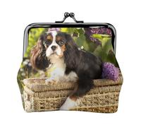 Cavalier King Charles Spaniel,Porte-Monnaie en Cuir PU, Petit Portefeuille, Pochette à Monnaie avec Fermoir Baiser