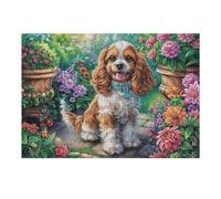 Cavalier King Charles Spaniel Pot de Fleurs Animal de Compagnie Mignon Faune Sauvage Nature Sauvage Puzzle 300 Pièces pour Adultes Amusant Stimulant Et Relaxant Parfait pour Loisirs Et Activités Fami