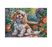 Cavalier King Charles Spaniel pot de fleurs animal de compagnie mignon faune sauvage nature sauvage Puzzle 300 Pièces Pour Adultes Design Moderne Educa 3D Divertissement Créatif Cadeau Original Décora