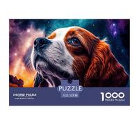 Cavalier King Charles Spaniel Puzzle 1000 Pièces Papier pour Adultes Fond Céleste Jeu de Puzzle 1000 Pièces Relaxation Décoration Maison 52x38cm/1000pcs