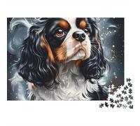 Cavalier King Charles Spaniel Puzzle 1000 Pièces Portrait de Chien Papier Puzzle pour Adultes Décoration Maison Cadeau 52x38cm/1000pcs