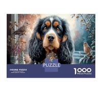 Cavalier King Charles Spaniel Puzzle Premium 1000 Pièces en Carton Ruisseau d'hiver pour Couples Relaxation Mentale Divertissement Familial 38x26cm/1000pcs