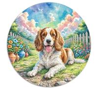 Cavalier King Charles Spaniel Puzzle Rond De 1000 Pièces pour Adultes Animauxs Pets Cute Filles Inspirations Voyage Célébrités Réduction du Stress Activité Familiale 1000pcs (67.5x67.5cm)