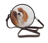 Cavalier King Charles Spaniel,Sac bandoulière rond en cuir PU - Sac à main rond pour femme