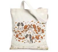 Cavalier King Charles Spaniel Sac fourre-tout en toile Motif automne 33 x