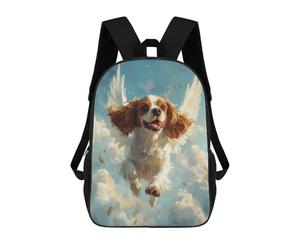 Cavalier King Charles Spaniel with Angel Wings Pet Memorial Gift Sac À Dos Scolaire Pour Adolescents, Imprimé En 3D, Ajustable, À Poches Tendance, Pour Enfants, Garçons, Filles, Étudiants Et Adolesce