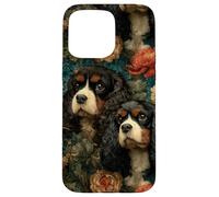 Cavalier King Charles Vintage à Motif Floral Coque pour iPhone 15 Pro Max