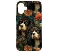 Cavalier King Charles Vintage à Motif Floral Coque pour iPhone 16 Plus