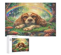 Cavalier King Chars SpanielPuzz 1000 Pièces Relaxant 3D Arc-en-Ciel Cocker Divertissement pour Adultes Et Enfants Chalnge 3D Décoration Morne CaauFamil 1000 PCS