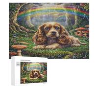 Cavalier King Chars SpanielPuzz 300 Pièces Décoratif 3D Arc-en-Ciel Cocker Jeu Éducatif pour Famil Vision 3D Relaxation Assemblage Amusant Caau Unique 300 PCS