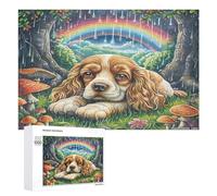 Cavalier King Chars SpanielPuzzs 1000 Pièces Qualité Supérieure Arc-en-Ciel Cocker Décoration Intérieure Artistique Relaxant pour Famil Chalnge Diffici Vision 3D 1000 PCS