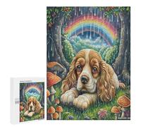 Cavalier King Chars SpanielPuzzs 500 Pièces Vision 3D Morne Arc-en-Ciel Cocker Jeu Éducatif Créatif pour Famil Décoration Intérieure Assemblage Amusant Caau Unique 500 PCS