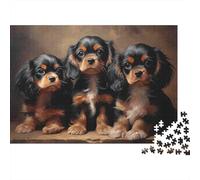Cavalier Puppies Portrait Colourful Three Cute Puppies 1000 Pcs Jigsaws for Adults The Impossible Challenge Fun Present 70x50cm/1000pcs