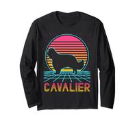 Cavalier Retro Vintage 80s Style Funny Dog Lover Manche Longue