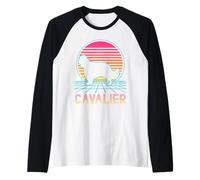 Cavalier Retro Vintage 80s Style Funny Dog Lover Manche Raglan