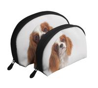 Cavalier Roi Charles Spaniel, Trousse de Maquillage Coquille Femme Petit Porte-Monnaie Trousse de Toilette Trousse à cosmétiques 2 pièces