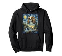 Cavalier Spaniel Moon Howling Starry Night Style Van Gogh Sweat à Capuche