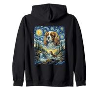 Cavalier Spaniel Moon Howling Starry Night Style Van Gogh Sweat à Capuche