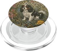 Cavalier Tricolore King Charles Spaniel William Morris Floral PopSockets PopGrip pour MagSafe