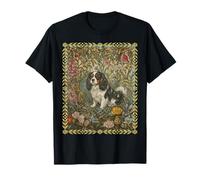 Cavalier Tricolore King Charles Spaniel William Morris Floral T-Shirt