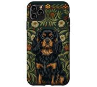 Cavalier William Morris Style Floral Noir Brun Clair Coque pour iPhone 11 Pro Max