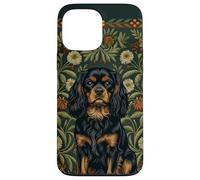 Cavalier William Morris Style Floral Noir Brun Clair Coque pour iPhone 13 Pro Max