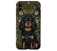 Cavalier William Morris Style Floral Noir Brun Clair Coque pour iPhone XS Max