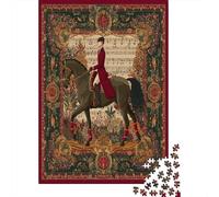 Cavalière Britannique sur Un Cheval de Dressage,Puzzles pour Adultes 70x50cm/1000pcs,Jeux De Défi