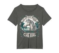 Cavalière Cadeau Cheval T-Shirt, Femme Grandes Tailles, Asphalte, 3X