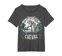 Cavalière Cadeau Cheval T-Shirt, Femme Grandes Tailles, Chiné Foncé, 5X