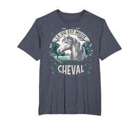 Cavalière Cadeau Cheval T-Shirt, Homme Grandes Tailles, Bleu Chiné, 4X Tall