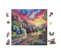 Cavaliers à Cheval 100 Pièces Puzzle Créatif en Carton Anti-Déchirure Haute Densité Difficulté Moyenne Activité Manuelle Loisir Créatif Cadeau Anniversaire 28x28cm