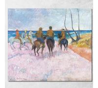 Cavaliers sur la plage I Paul Gauguin, pgg86 Tableau imprimé sur toile Fine Art, encadré prêt à accrocher, haute qualité, 130 x 117 cm