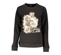 Cavalli Class, Femme, Sweatshirts et sweats à capuche, Noir, Taille: 36 FR Pull noir à manches longues avec impression