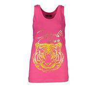 Cavalli Class, Femme, Tops, Rose, Taille: 40 FR Débardeur Élégant Rose en Coton avec Impression Logo