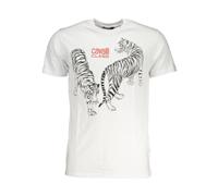 Cavalli Class, Homme, Tops, Blanc, Taille: L T-shirt Blanc avec Imprimé Tigre Casual