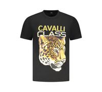 Cavalli Class, Homme, Tops, Noir, Taille: XL T-shirt en coton avec logo imprimé
