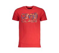Cavalli Class, Homme, Tops, Rouge, Taille: L T-Shirt en Coton Rouge avec Logo Imprimé