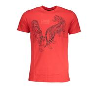 Cavalli Class, Homme, Tops, Rouge, Taille: M T-shirt rouge à manches courtes avec logo