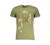 Cavalli Class - Impression Logo T-Shirt Col Rond - Homme - Tops - Vert - Taille: L