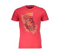 Cavalli Class - Leopard Print Statement Tee - Homme - Tops - Rouge - Taille: 2XL